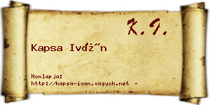 Kapsa Iván névjegykártya